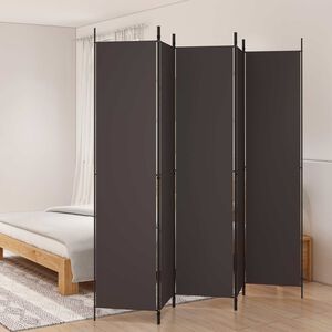 vidaXL Cloison de s&eacute;paration 5 panneaux Marron 250x220 cm Tissu