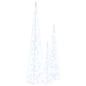 vidaXL Jeu de c&ocirc;nes lumineux &agrave; LED Acrylique Bleu 60/90/120 cm