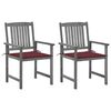 vidaXL Chaises de jardin et coussins lot de 2 Gris Bois acacia massif
