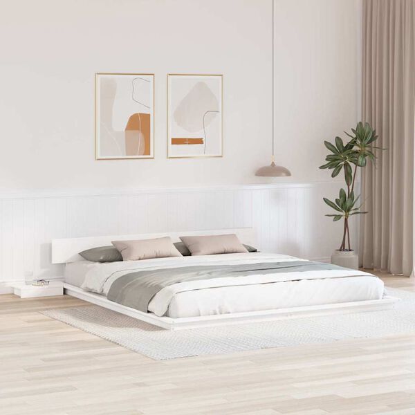 vidaXL Cadre de lit Blanc 180 x 200 cm bois