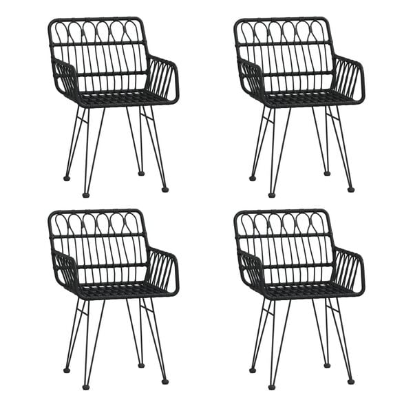 vidaXL Ensemble à manger de jardin 5 pcs Noir Résine tressée