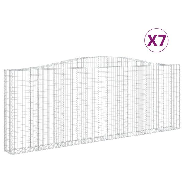 vidaXL Paniers &agrave; gabions arqu&eacute;s 7 pcs 400x30x140/160 cm Fer galvanis&eacute;