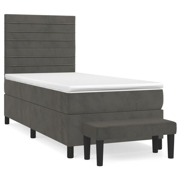 vidaXL Sommier &agrave; lattes de lit et matelas Gris fonc&eacute; 80x200 cm Velours