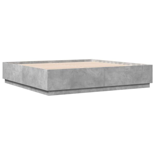 vidaXL Cadre de lit avec LED sans matelas gris b&eacute;ton 200x200 cm