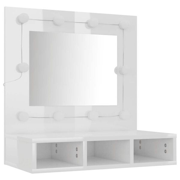 vidaXL Armoire &agrave; miroir avec LED Blanc brillant 60x31,5x62 cm