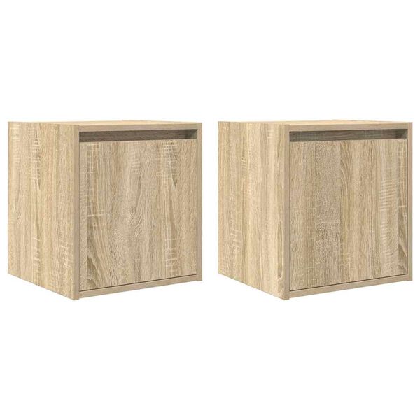 vidaXL Tables de chevet murales 2 pcs ch&ecirc;ne sonoma 38x34x40 cm