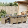 vidaXL Ensemble de salle &agrave; manger pour jardin 9 pcs Beige polyrotin