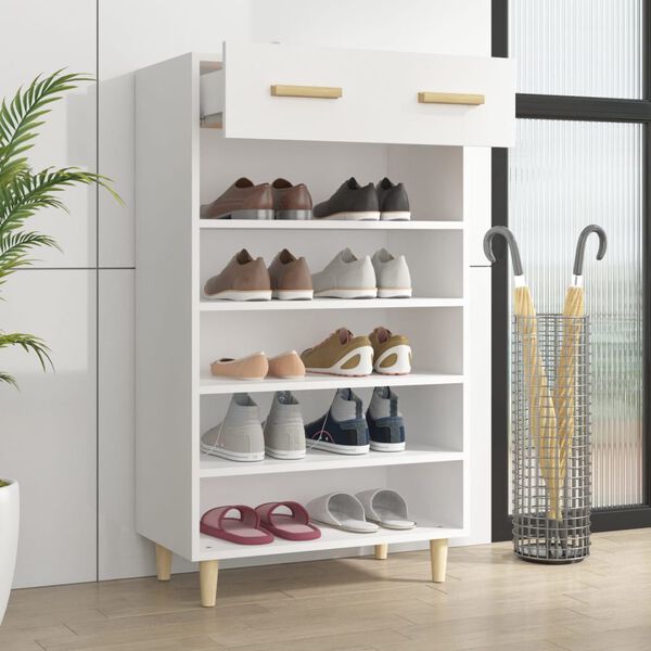 vidaXL Armoire à chaussures Blanc 60x35x105 cm Bois d'ingénierie