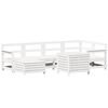 vidaXL Salon de jardin 7 pcs blanc bois de pin massif