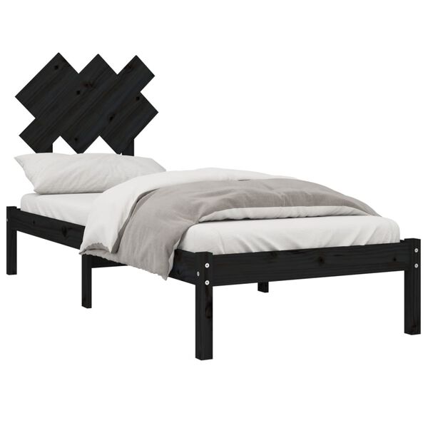 vidaXL Cadre de lit sans matelas noir 75x190 cm bois massif