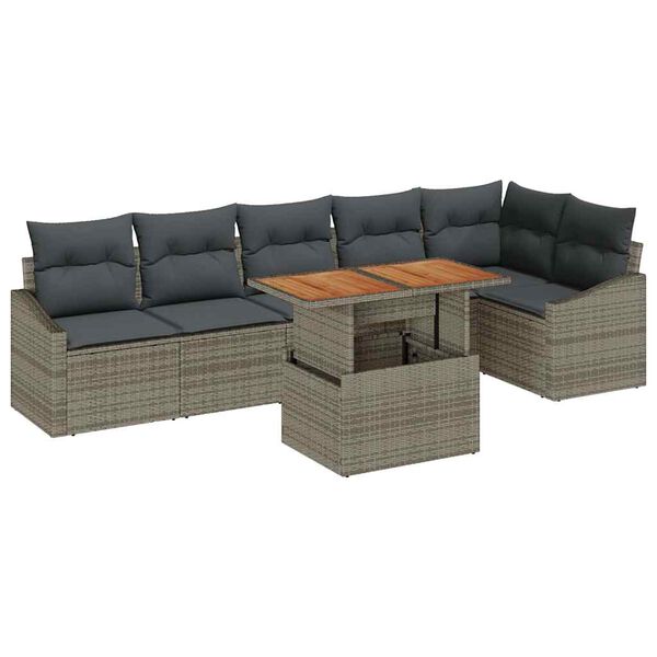 vidaXL Ensemble de salle à manger pour jardin 7 pcs Gris et marron