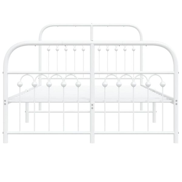 vidaXL Cadre de lit m&eacute;tal sans matelas et pied de lit blanc 120x200 cm