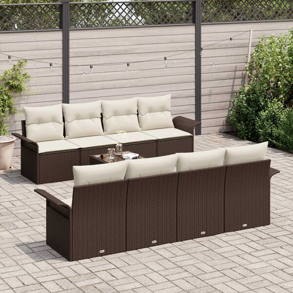 vidaXL Ensemble de canapé de jardin 9 pcs Marron polyrotin