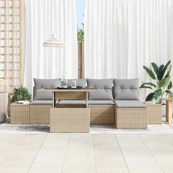 vidaXL Ensemble de canap&eacute; de jardin 6 pcs Beige et Gris clair