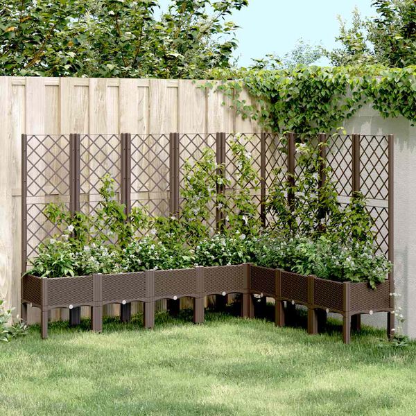 vidaXL Jardini&egrave;re avec treillis marron 200x160x142 cm PP