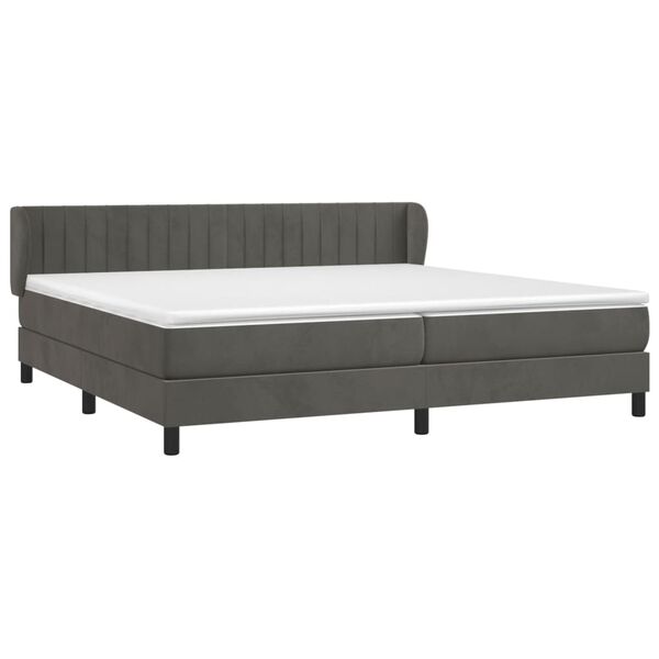 vidaXL Sommier &agrave; lattes de lit et matelas Gris fonc&eacute; 200x200cm Velours