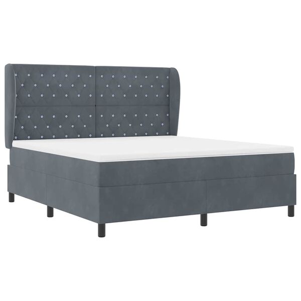 vidaXL Lit &agrave; ressorts avec matelas Gris fonc&eacute; 200 x 180 cm Polyester