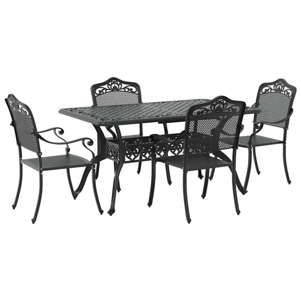 vidaXL Ensemble de salle &agrave; manger pour jardin 5 pcs Noir Aluminium