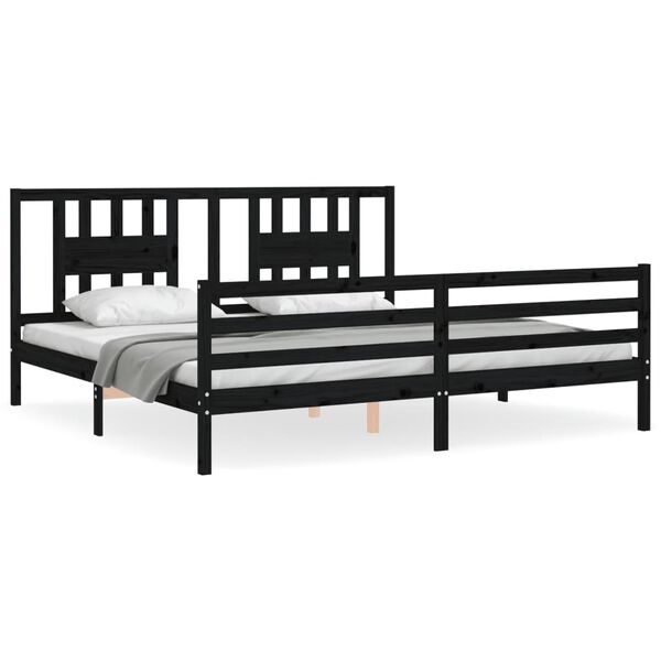 vidaXL Cadre de lit sans matelas noir 200x200 cm bois massif