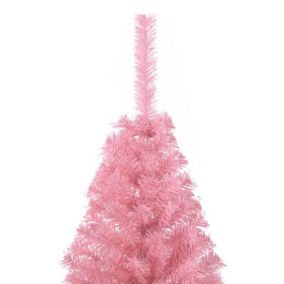 vidaXL Demi sapin de Noël artificiel avec support Rose 120 cm PVC
