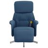 vidaXL Fauteuil inclinable de massage avec repose-pieds bleu tissu
