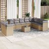 vidaXL Salon de jardin 11 pcs avec coussins beige r&eacute;sine tress&eacute;e