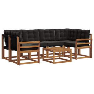 vidaXL Ensemble de canap&eacute;s d'ext&eacute;rieur 7 pcs Naturel et Noir
