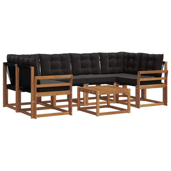 vidaXL Ensemble de canap&eacute;s d'ext&eacute;rieur 7 pcs Naturel et Noir