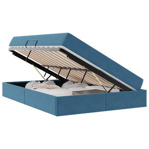 vidaXL Lit avec rangement et matelas Bleu fonc&eacute; 140 x 200 cm Velours