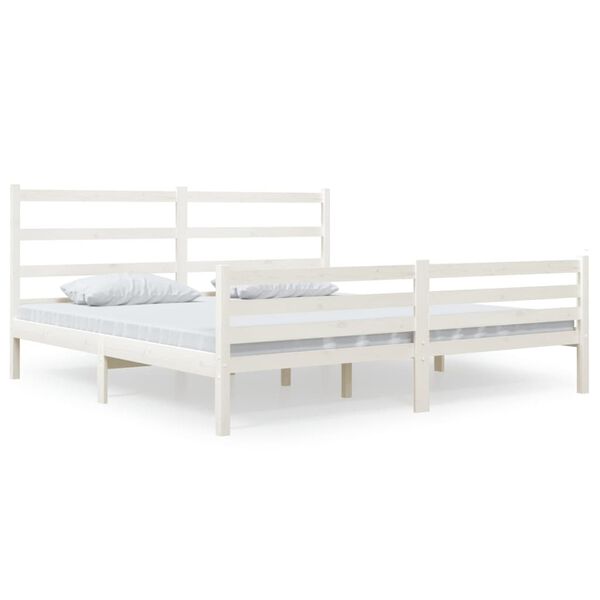 vidaXL Cadre de lit sans matelas blanc bois massif