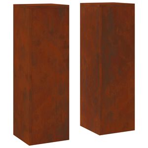vidaXL Support de Plante 2 pc Rouill&eacute; 24 x 24 x 75 cm Acier patin&eacute;