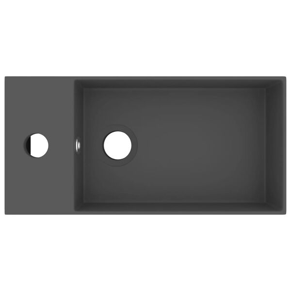 vidaXL Lavabo de salle de bain avec trop-plein Céramique Gris foncé