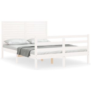 vidaXL Cadre de lit sans matelas blanc 140x200 cm bois massif