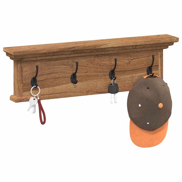 vidaXL Porte-manteau mural Naturel 70 x 10 x 20 cm Bois de teck massif