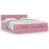 vidaXL Cadre de lit ottoman avec matelas rose 200x200 cm velours