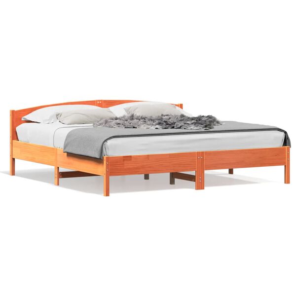 vidaXL Cadre de lit sans matelas cire marron 200x200cm bois pin massif