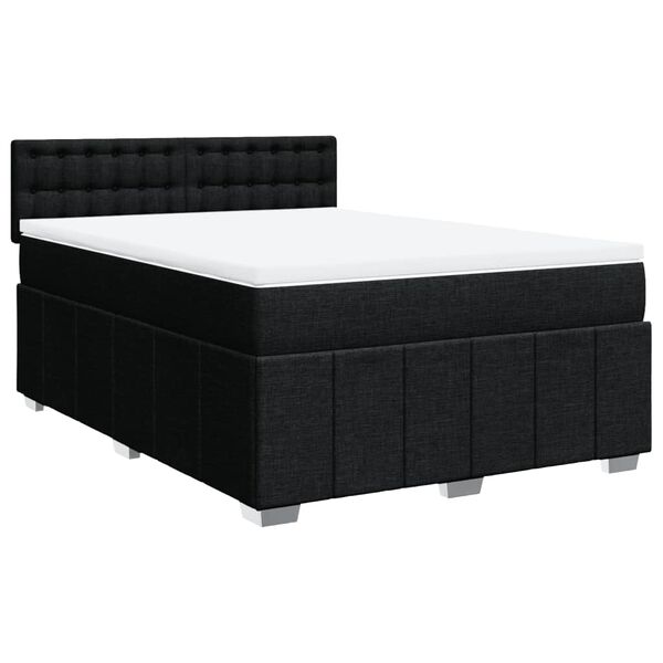 vidaXL Sommier &agrave; lattes de lit avec matelas Noir 140x190 cm Tissu