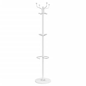 vidaXL Porte-manteau avec porte-parapluie blanc fer enduit de poudre