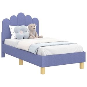 vidaXL Cadre de lit pour tout-petit avec t&ecirc;te de lit Bleu denim Tissu