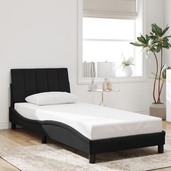 vidaXL Cadre de lit avec LED sans matelas Hanko noir 80x200 cm velours