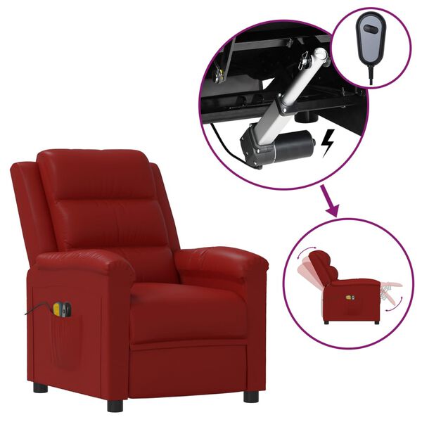 vidaXL Fauteuil de massage électrique Rouge bordeaux Similicuir