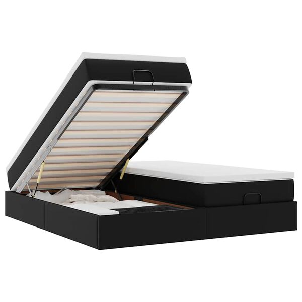 VidaXL Cadre de lit ottoman avec matelas noir 180x200 cm similicuir