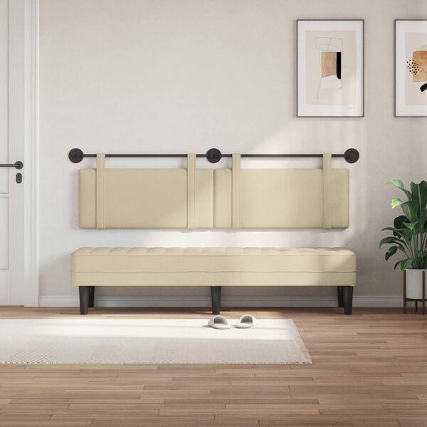 vidaXL T&ecirc;te de lit suspendue Montage mural Cr&egrave;me 190 x 55 x 5 cm tissu
