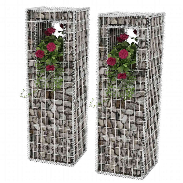 vidaXL Jardini&egrave;re/Poteau de panier de gabion 2 pcs Acier 50x50x160 cm