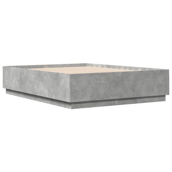vidaXL Cadre de lit avec LED sans matelas gris béton 160x200 cm