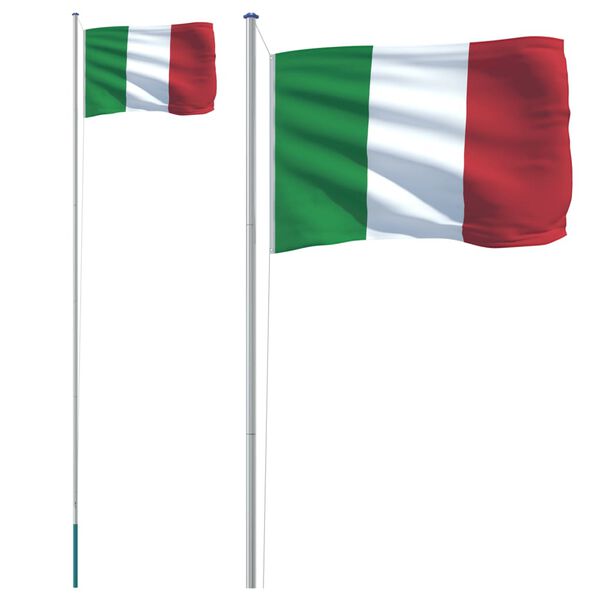 vidaXL Drapeau de l'Italie et mât 6,23 m Aluminium
