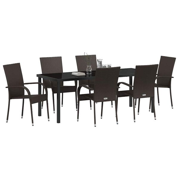 vidaXL Ensemble de salle &agrave; manger pour jardin 7 pcs Marron