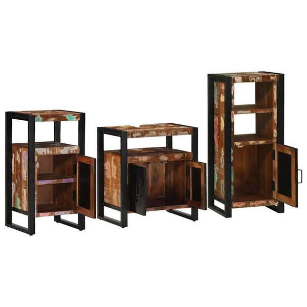 vidaXL Ensemble de mobilier de salle de bain 3 pcs Bois Recyclé Solide
