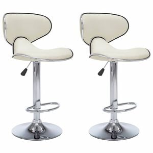 vidaXL Tabourets de bar lot de 2 cr&egrave;me similicuir