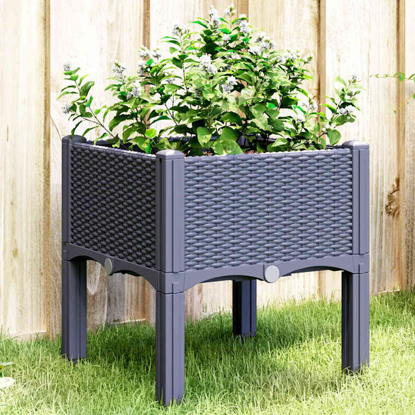 vidaXL Jardini&egrave;re avec pieds bleu gris 40x40x42 cm PP